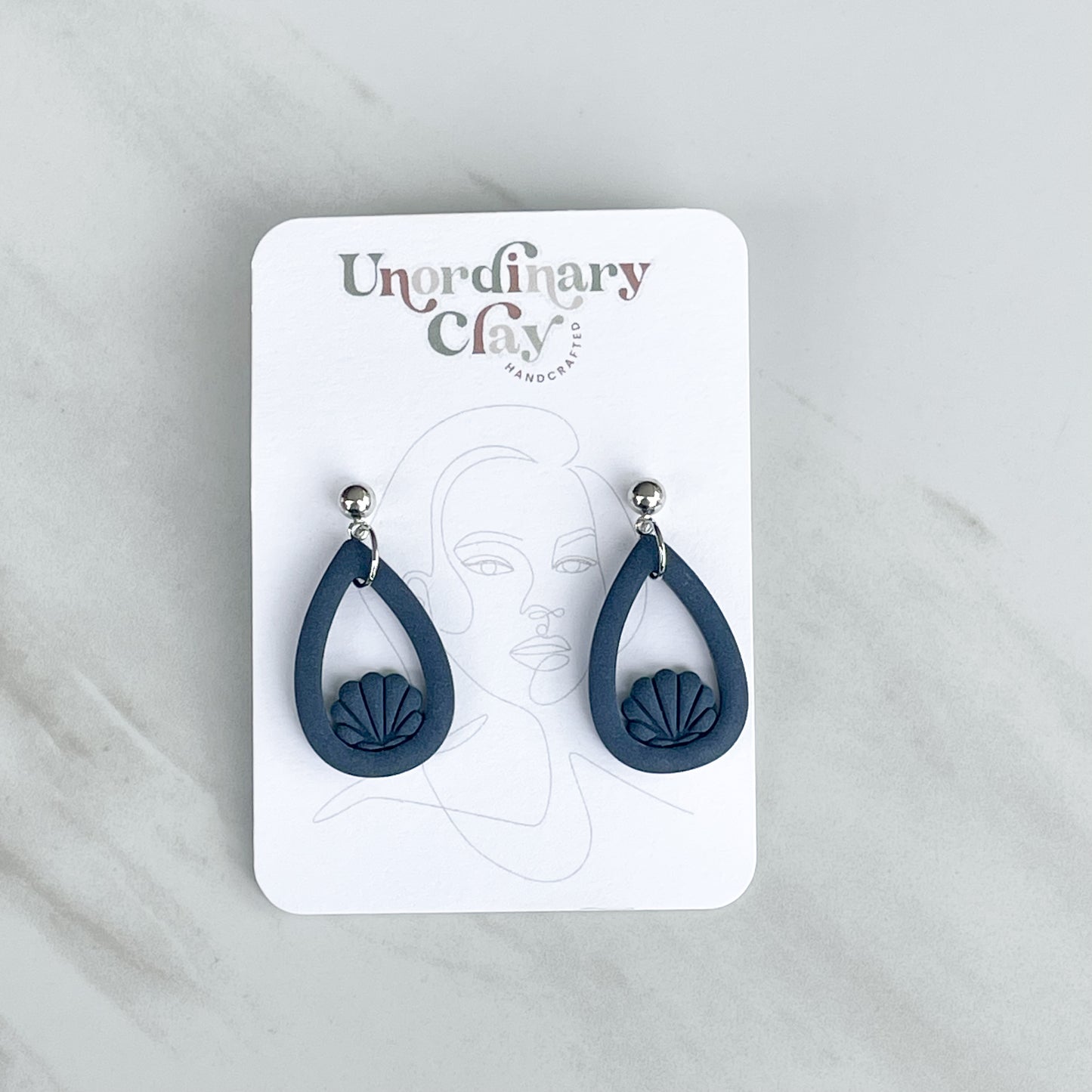Navy Shell Earrings