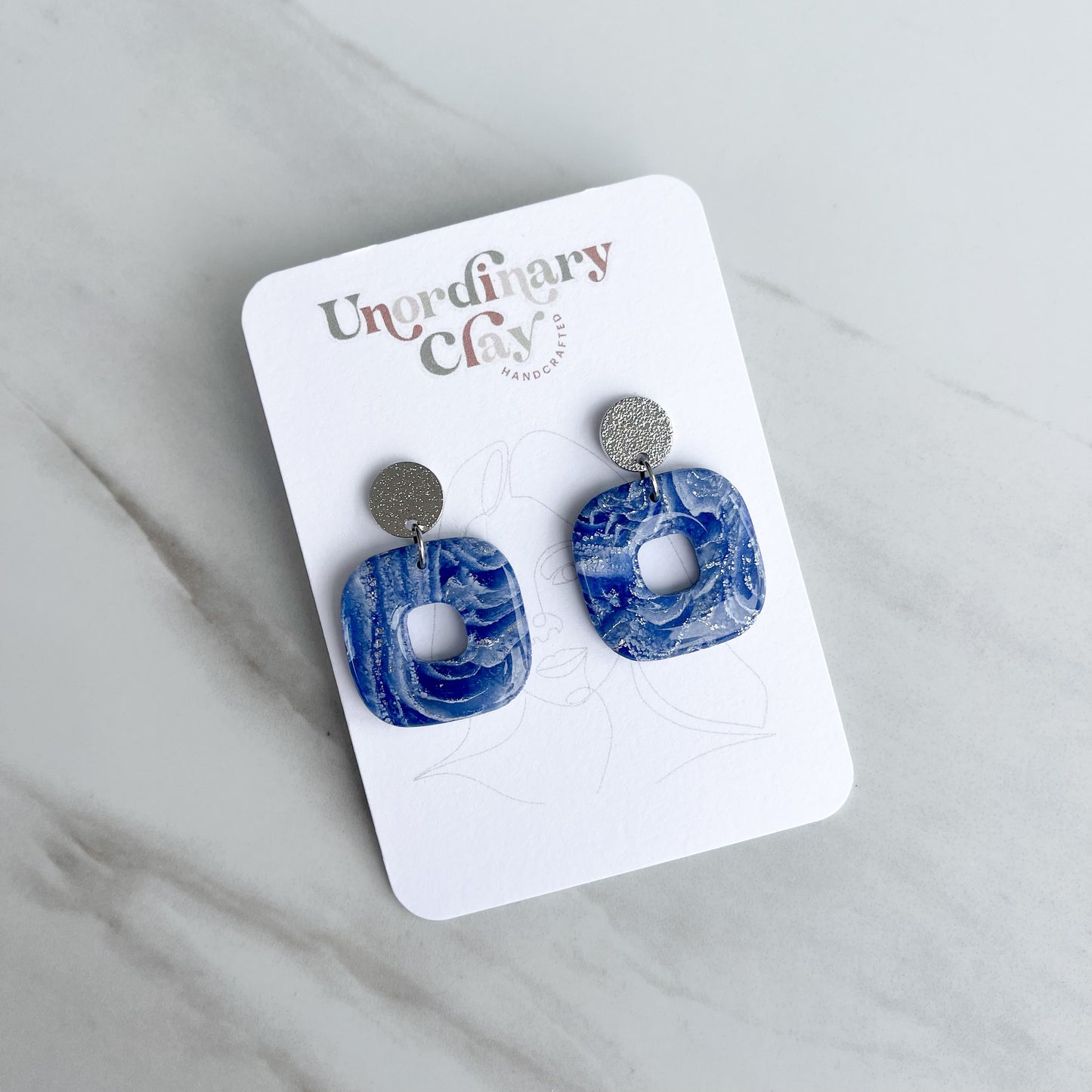 Blue Marble Earrings
