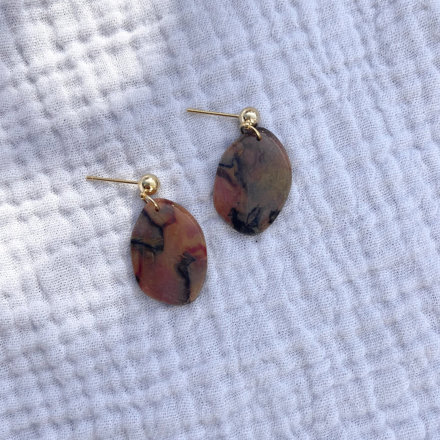 Reddish Black Stone Earrings