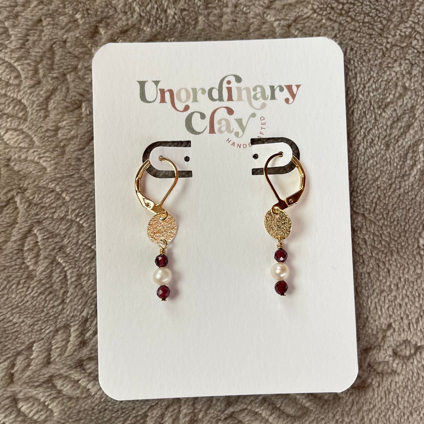 Freshwater Pearl + Garnet Earrings