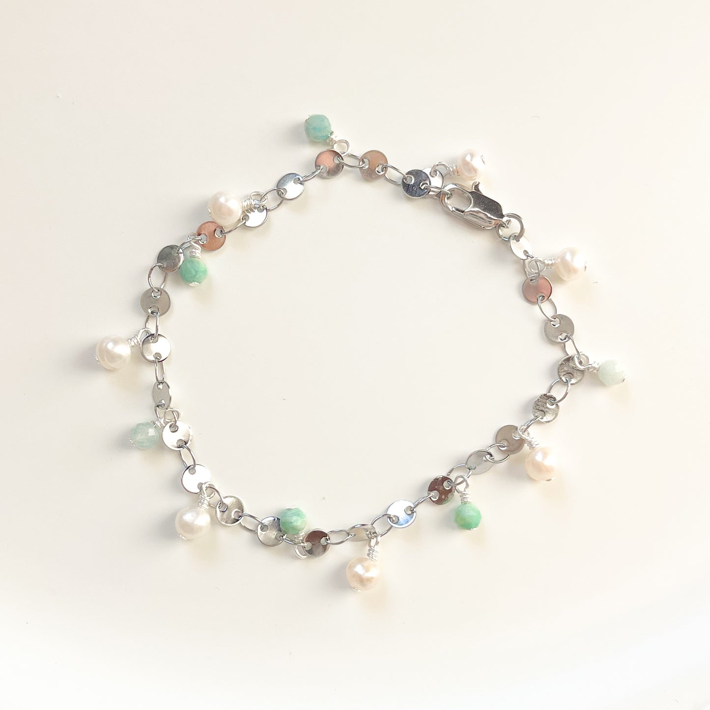 Freshwater Pearl + Amazonite Bracelet
